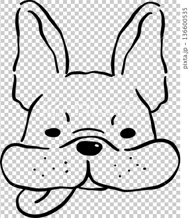 Grumpy Face French Bulldog Tongue Out outline Hand Drawn Grumpy Face French Bulldog Tongue Out outline Hand Drawn 136600535