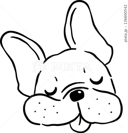 Sleeping Face French Bulldog Tongue Out outline Hand Drawn Sleeping Face French Bulldog Tongue Out outline Hand Drawn 136600542