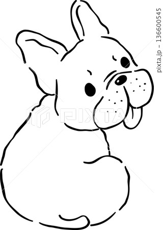Funny French Bulldog Outline Sitting Tongue Out Cartoon Hand Drawn Funny French Bulldog Outline Sitting Tongue Out Cartoon Hand Drawn 136600545