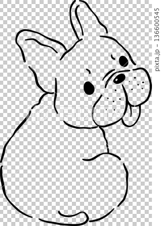 Funny French Bulldog Outline Sitting Tongue Out Cartoon Hand Drawn Funny French Bulldog Outline Sitting Tongue Out Cartoon Hand Drawn 136600545