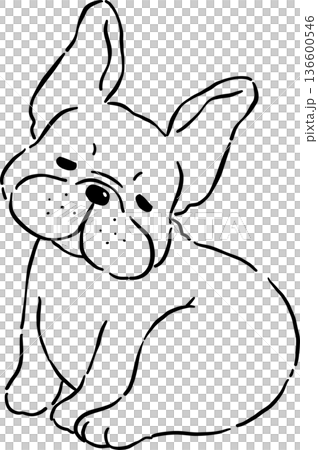Sleepy French Bulldog Outline Sitting Cartoon Hand Drawn Sleepy French Bulldog Outline Sitting Cartoon Hand Drawn 136600546