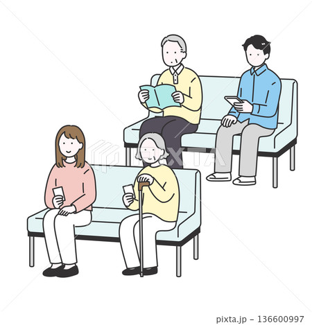 待合室で待つ人々のイメージイラスト 待合室で待つ人々のイメージイラスト 136600997