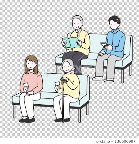 待合室で待つ人々のイメージイラスト 待合室で待つ人々のイメージイラスト 136600997