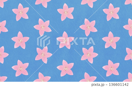 桃の花のパターン(ライトブルー) 136601142