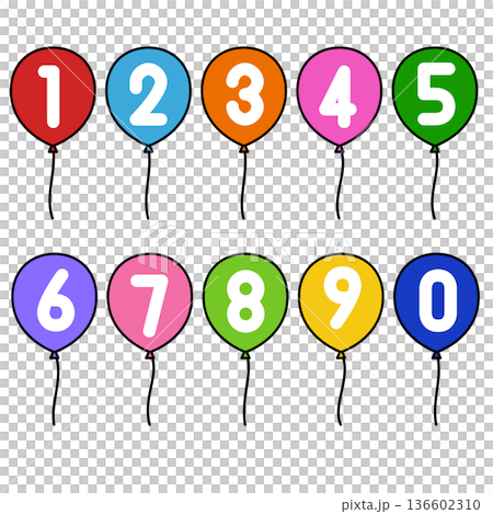 数字入りの可愛い風船 数字入りの可愛い風船 136602310