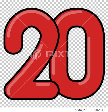 可愛又時髦的數字「20」插畫 136602316