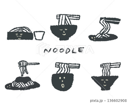 アイコンやシンボルマークとして、デザイン時に使いやすい表情豊かな手描きイラスト・麺類 136602908