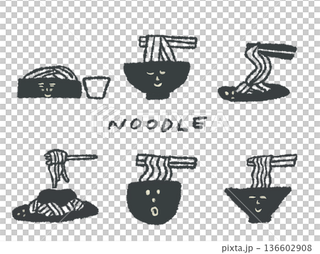 アイコンやシンボルマークとして、デザイン時に使いやすい表情豊かな手描きイラスト・麺類 136602908