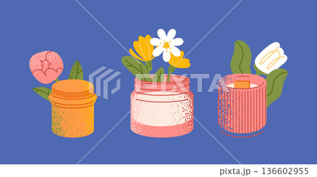 Spring Floral Candle Collection Illustration Spring Floral Candle Collection Illustration 136602955