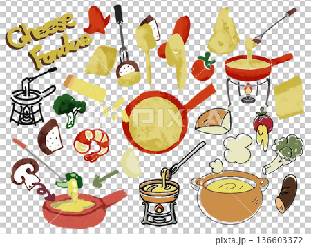 チーズフォンデュのイラストセット 136603372