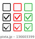 角丸チェックマークアイコンセットのフラットデザイン素材 136603399