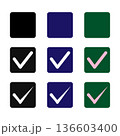 角丸チェックマークアイコンセットのフラットデザイン素材 136603400