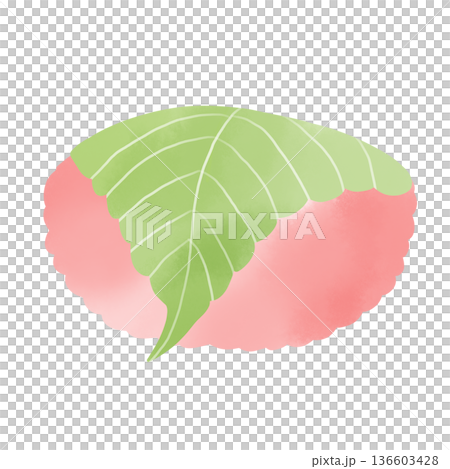 水彩風の桜餅（道明寺）のイラスト 春の和菓子の素材 136603428