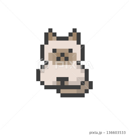 ドット絵のこうばこ座りをするラグドール猫 ドット絵のこうばこ座りをするラグドール猫 136603533