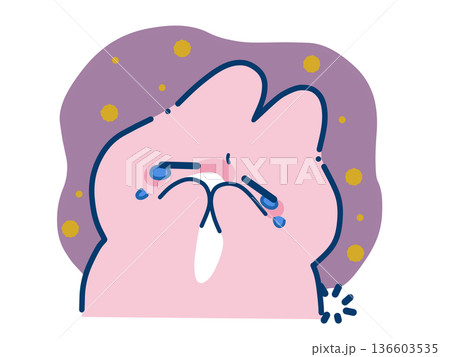 【うさぎさんシリーズ】花粉症のうさぎのイラスト 136603535