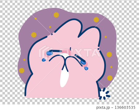 【うさぎさんシリーズ】花粉症のうさぎのイラスト 136603535