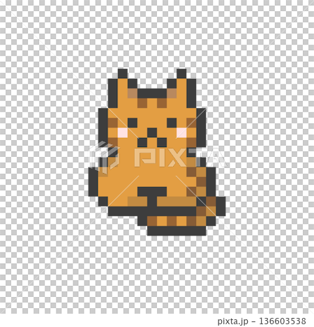 A brown tabby cat sitting on a dotted board A brown tabby cat sitting on a dotted board 136603538