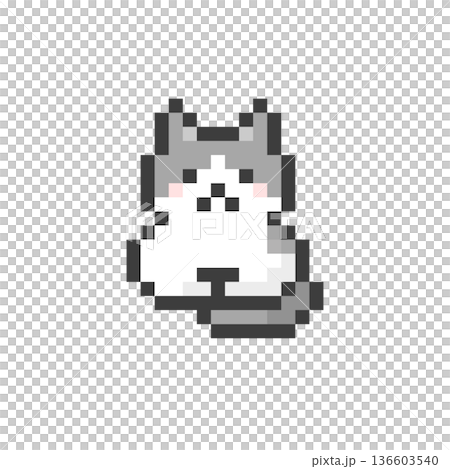 A dot picture of a brown-and-white cat sitting on a bench A dot picture of a brown-and-white cat sitting on a bench 136603540