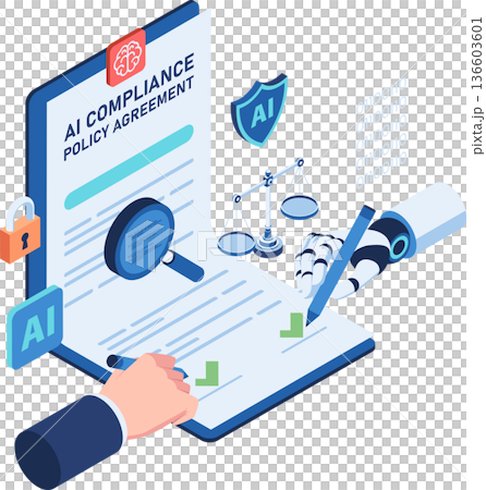 Isometric Robot and Human Sign AI Compliance Agreement 136603601