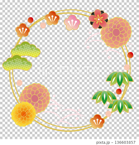 日式新年花環 136603857