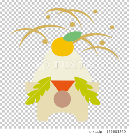 鏡餅の可愛いイラスト 鏡餅の可愛いイラスト 136603860