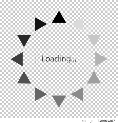 Vector illustration of a loading symbol with monochrome gradient triangles arranged in a circle like a sun 136603867