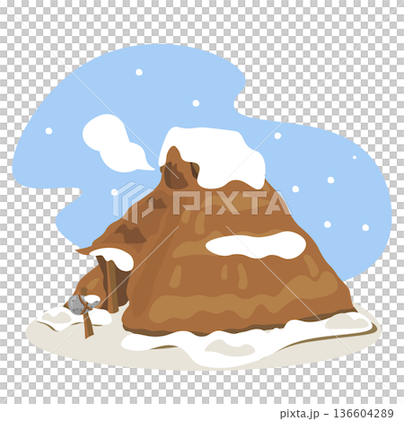 竪穴住居に冬が来たイラスト 136604289