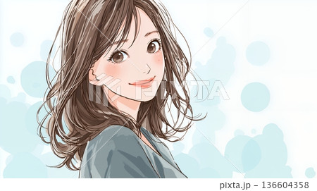 若い女性のイラスト 136604358