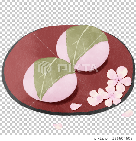 水彩風の桜餅|春の和菓子・道明寺・長命寺・花見・ひな祭り 水彩風の桜餅|春の和菓子・道明寺・長命寺・花見・ひな祭り 136604605