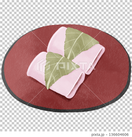 水彩風の桜餅｜春の和菓子・道明寺・長命寺・花見・ひな祭り 136604606