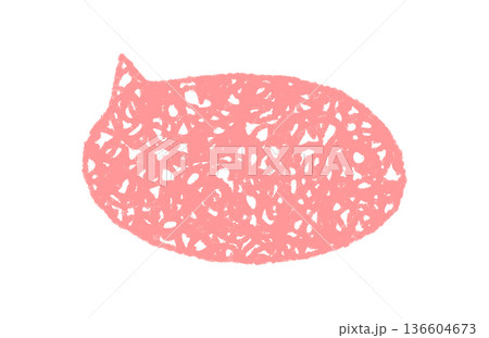 Crayon scribble talk balloon in pastel style creates an organic speech bubble with round shape, message and chat element. Abstract form and playful color for modern communication concept. 136604673