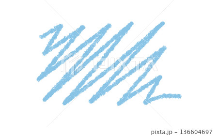 Blue chalk sketch quote box forms a crayon scribble with abstract rectangle highlight. Hand drawn line and rough stroke texture create a unique background element for message or note. 136604697