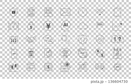 フィンテックアイコンセット 136604730