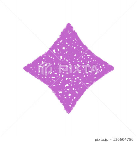 Purple chalk firework star icon sketch with a glowing burst and sparkle pattern. Hand drawn element with twinkle glow, unique texture and artistic pattern for celebration or festive art projects. 136604786