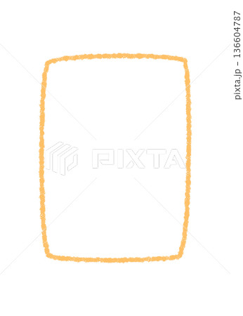 Crayon rectangle frame with organic sketch outline. Contour border surrounds text template as icon element on clean background. Hand drawn style offers creative mockup for minimal message or 136604787