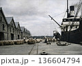 古写真　1932年　東京港の芝浦埠頭（芝浦桟橋）（モノクロ写真をAIでカラー化） 136604794