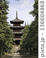 古写真　1932年　東京　池上本門寺の五重塔（モノクロ写真をAIでカラー化） 136604868