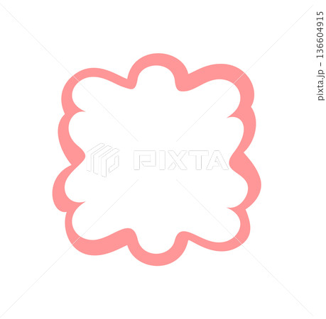 Groovy retro wavy outline frame shape with cartoon bubble border and soft pink line design. Abstract graphic with a playful y2k background in vintage style for creative contemporary use. Groovy retro wavy outline frame shape with cartoon bubble border and soft pink line design. Abstract graphic with a playful y2k background in vintage style for creative contemporary use. 136604915
