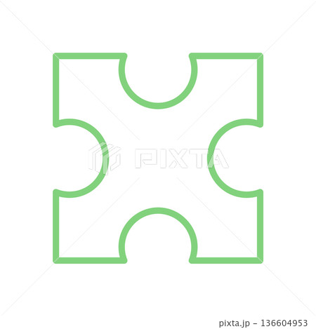 Simple flat green jigsaw puzzle piece in a clean silhouette. Fun toy element for kids and children. Essential boardgame accessory for table play and leisure activities. Simple flat green jigsaw puzzle piece in a clean silhouette. Fun toy element for kids and children. Essential boardgame accessory for table play and leisure activities. 136604953