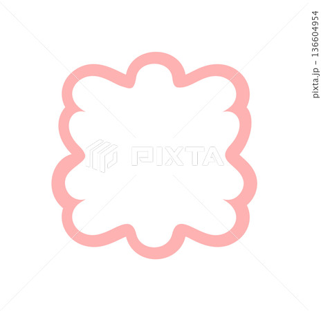 Groovy pink scallop frame with wavy outline in retro abstract shape. Border doodle and y2k graphic as playful, modern background for artistic compositions and trendy layouts. Groovy pink scallop frame with wavy outline in retro abstract shape. Border doodle and y2k graphic as playful, modern background for artistic compositions and trendy layouts. 136604954