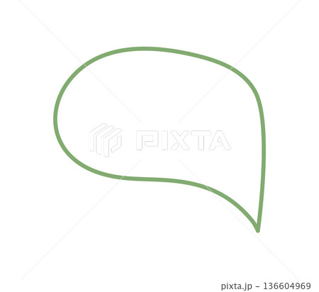 Fluid speech bubble outline in soft green line with hand drawn style. Circular icon and textbox create a talk and chat concept. Conversation talk element for communication message. 136604969
