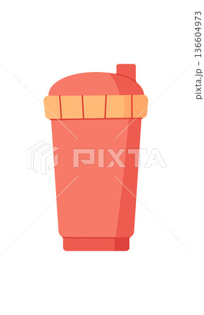 Flat minimal style protein shaker sticker. Sport equipment and gym accessory for fitness, strength, and bodybuilding. Promotes healthy workout, exercise, diet, active lifestyle themes. Flat minimal style protein shaker sticker. Sport equipment and gym accessory for fitness, strength, and bodybuilding. Promotes healthy workout, exercise, diet, active lifestyle themes. 136604973