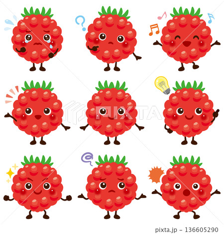 ラズベリーのキャラクターイラスト　表情セット 136605290