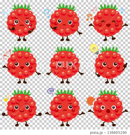 ラズベリーのキャラクターイラスト　表情セット 136605290