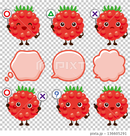 Raspberry character illustration holding a circle, circle, triangle, or triangle card Raspberry character illustration holding a circle, circle, triangle, or triangle card 136605291