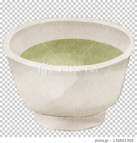 Watercolor style teacup with green tea | Matcha, Japanese tea, with tea tray, Japanese style image 136605308