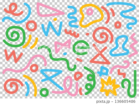 カラフルポップな抽象的な線模様の背景素材 136605486