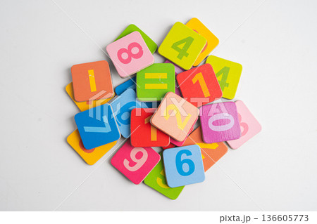 Math number colorful on white background, 136605773