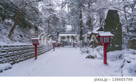 高尾山薬王院の浄心門 雪景色 高尾山薬王院の浄心門 雪景色 136605799