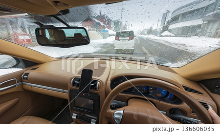 冬道の運転(POV撮影) 冬道の運転(POV撮影) 136606035